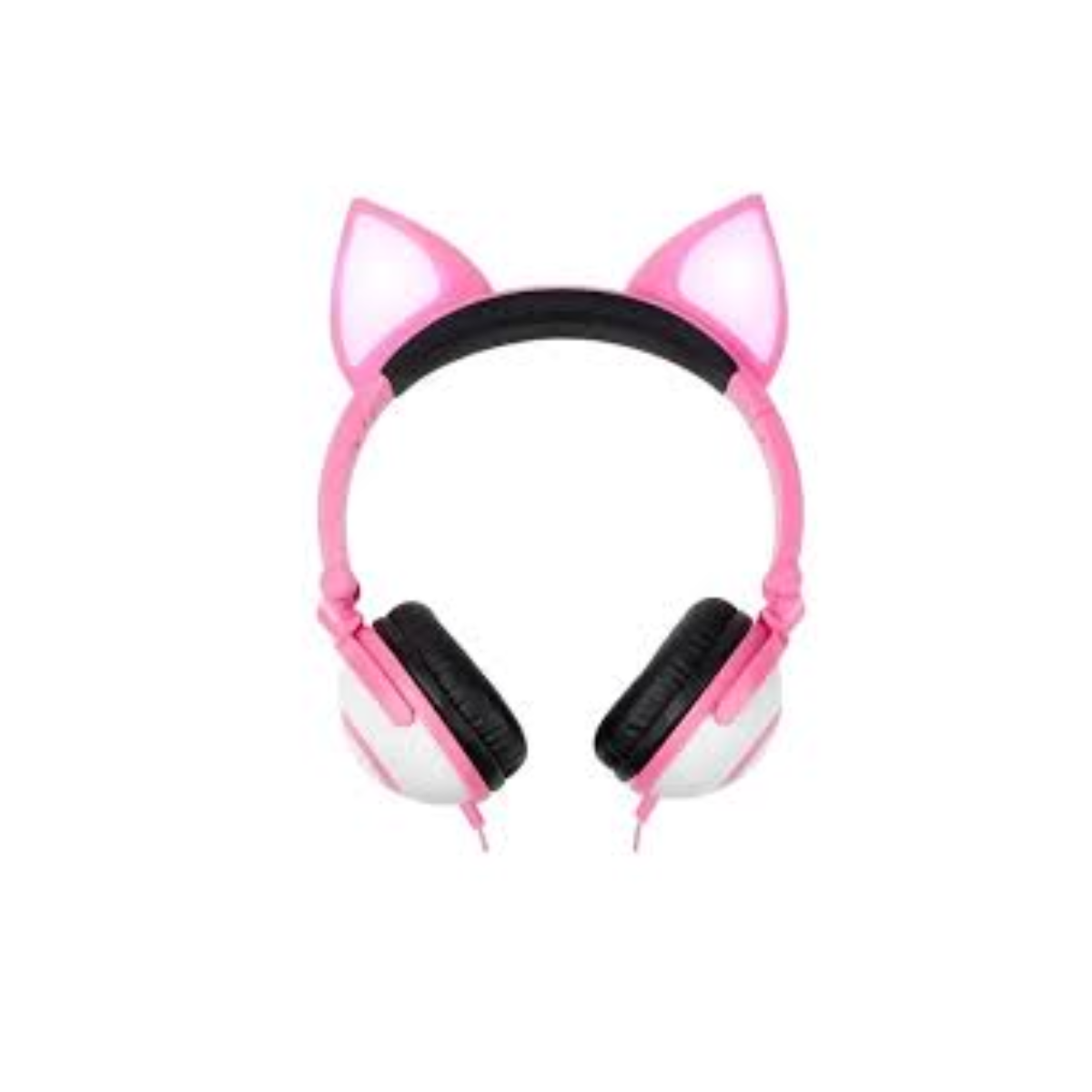 Fone Gatinho LED Dobrável Infantil Rosa c/ Microfone