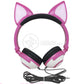 Fone Gatinho LED Dobrável Infantil Rosa c/ Microfone