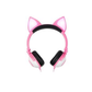 Fone Gatinho LED Dobrável Infantil Rosa c/ Microfone