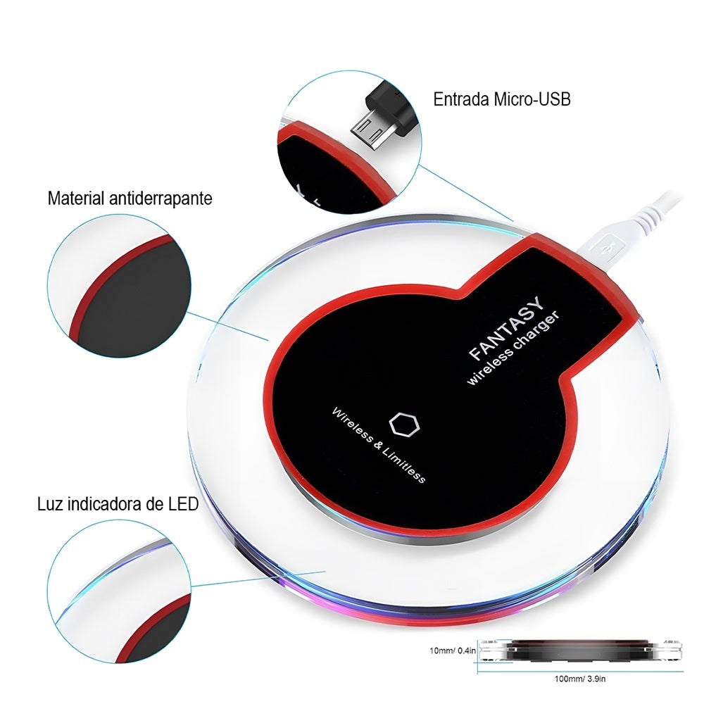 Carregador Wireless Slim Qi Para Celular Mesa - Branco