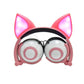 Fone Gatinho LED Dobrável Infantil Rosa c/ Microfone
