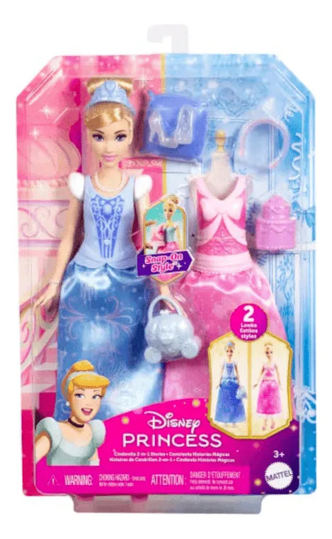 Boneca Disney Princesa Cinderela Fashion 2 Em 1 Com Acessórios