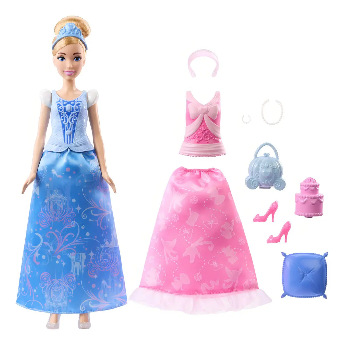 Boneca Disney Princesa Cinderela Fashion 2 Em 1 Com Acessórios