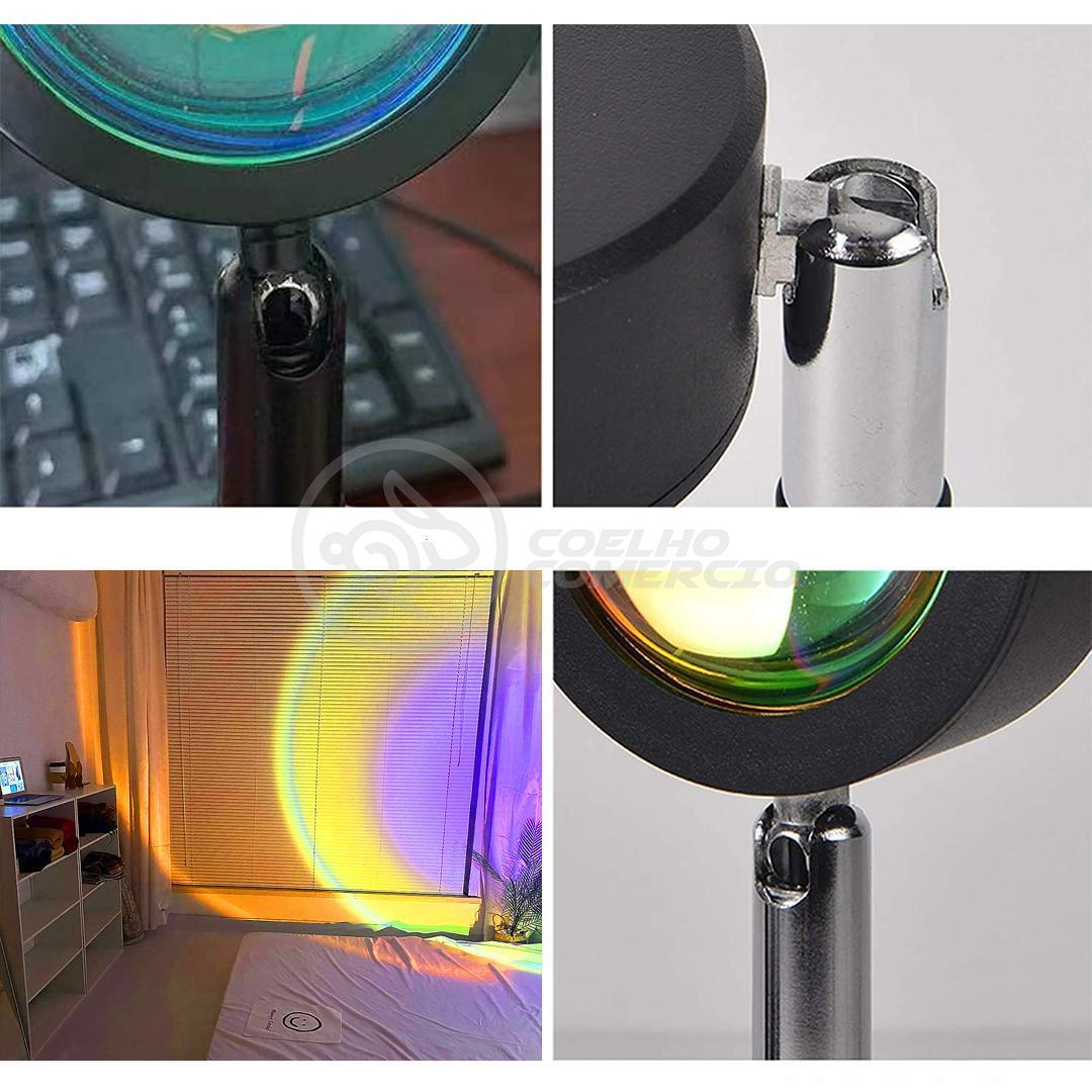 Projetor Sunset Ring Light USB Arco-íris Fotos TikTok